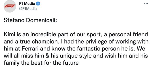 开云赛事公司-莱库宁宣布退役 F1主席、车队领队和队友送上祝福